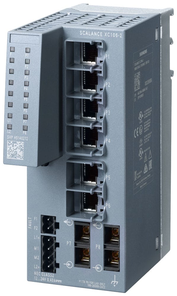 SIEMENS - SIE6GK51062BD002AC2 SCALANCE XC106-2, unmanaged switch, 6x RJ45, 2x multimode SC