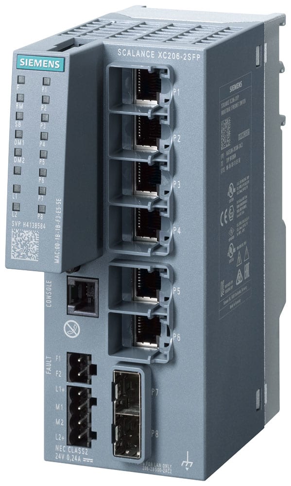 SIEMENS - SIE6GK52062BS002AC2 SCALANCE XC206-2SFP, managed switch di Layer 2, 6x RJ45, 2x SFP
