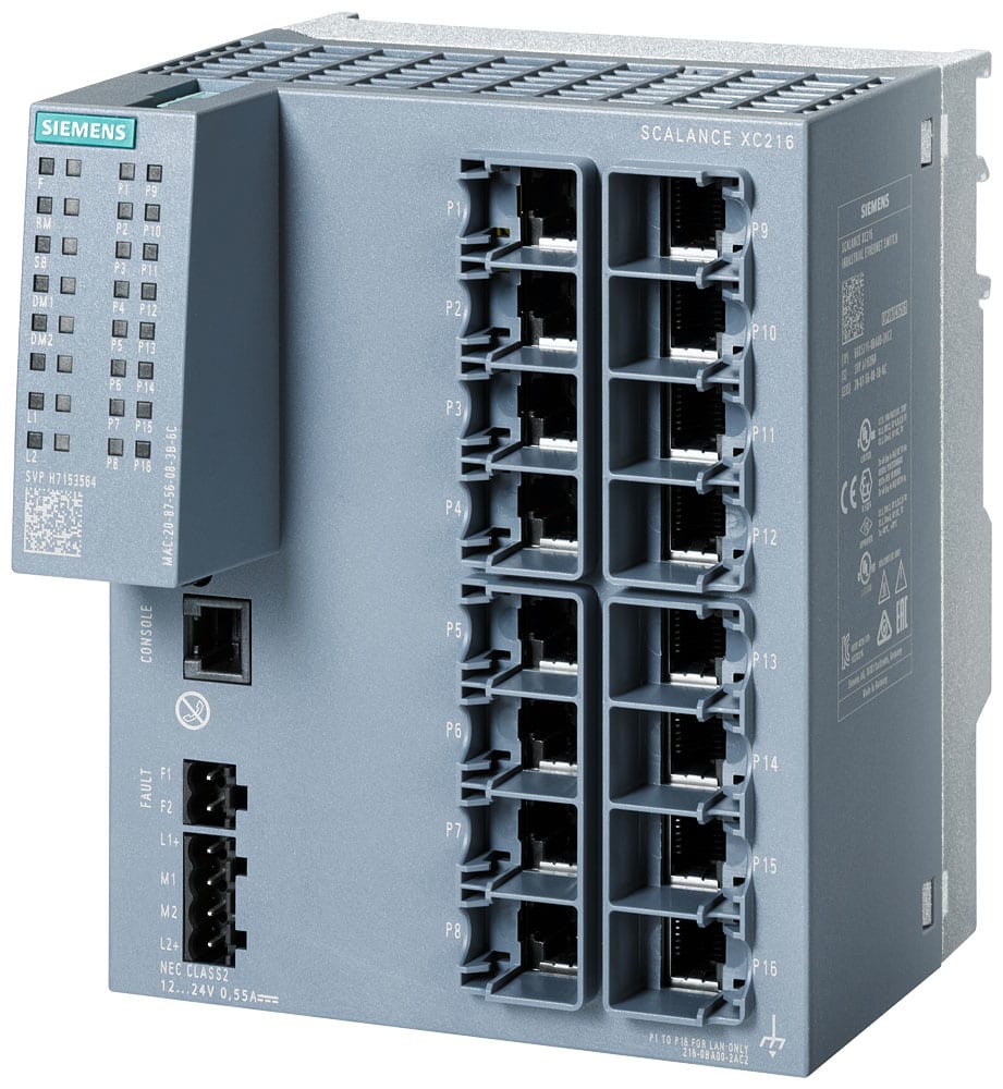 SIEMENS - SIE6GK52160BA002AC2 SCALANCE XC216, managed switch di Layer 2, 16x RJ45