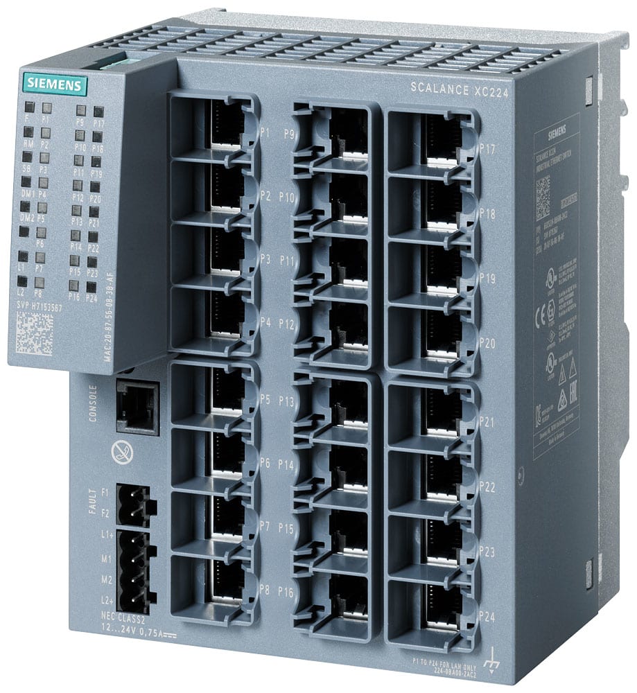 SIEMENS - SIE6GK52240BA002AC2 SCALANCE XC224, managed switch di Layer 2, 24x RJ45
