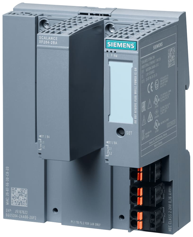 SIEMENS - SIE6GK52042AA002GF2 SCALANCE XF204-2BA, managed switch di Layer 2, 4x RJ45, 2x interfacce BA