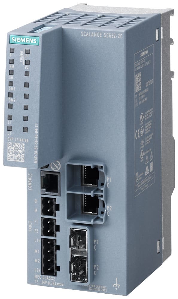 SIEMENS - SIE6GK56322GS002AC2 SCALANCE SC632-2C Industrial Security Appliance, firewall, 2x combo