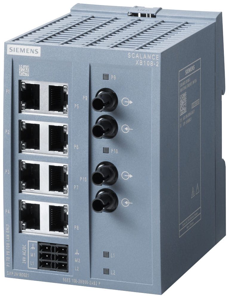 SIEMENS - SIE6GK51082BB002AB2 SCALANCE XB108-2 unmanaged switch, 8x porte 10/100 Mbit/s, 2x 100 Mbit/s MM BFOC