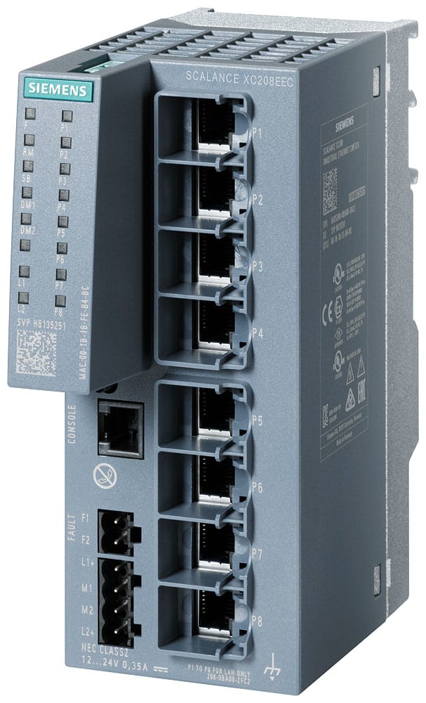 SIEMENS - SIE6GK52080BA002FC2 SCALANCE XC208EEC, managed switch di Layer 2, 8x RJ45