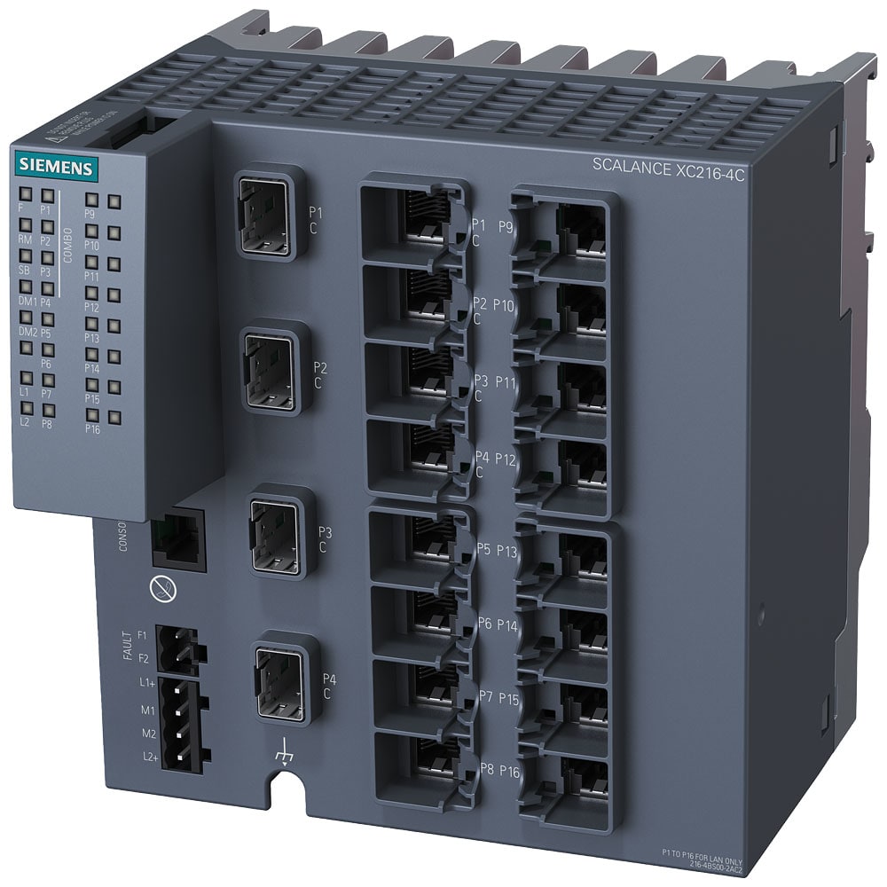SIEMENS - SIE6GK52164BS002AC2 SCALANCE XC216-4C, managed switch L2, 12x RJ45, 4x porte combo (SFP/RJ45)