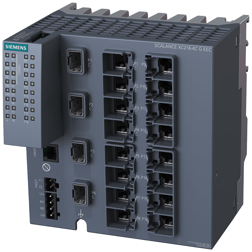 SIEMENS - SIE6GK52164GS002FC2 SCALANCE XC216-4C G EEC, managed switch L2, 12x RJ45, 4x porte combo (SFP/RJ45)