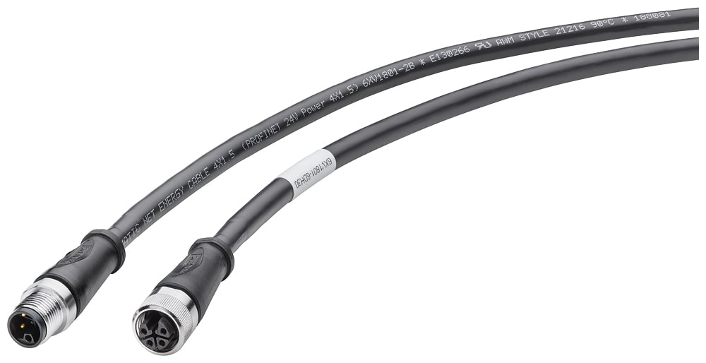 SIEMENS - SIE6XV18016DN10 Power Connecting Cable M12-180/M12-180, L-coded, a 4 poli, 10 m, per ET200