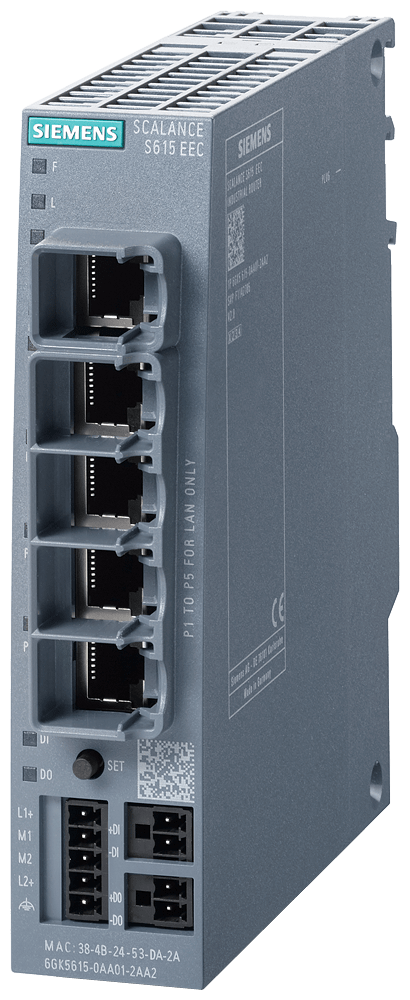 SIEMENS - SIE6GK56150AA012AA2 SCALANCE S615 EEC Industrial Security Appliance, VPN, firewall, 5x RJ45