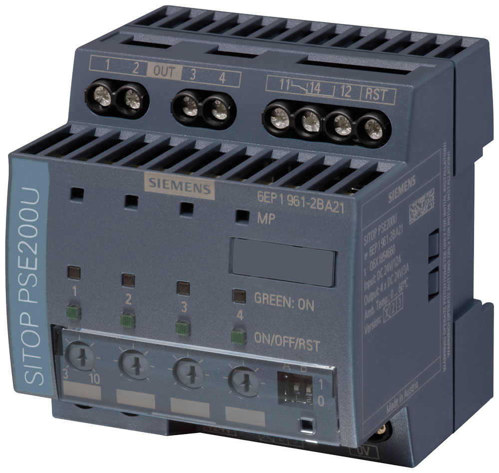 SIEMENS - SIE6EP19612BA21 Modulo selettivo SITOP PSE200U, DC24V/4x 3 ... 10 A con cont. di segnal. cumul.