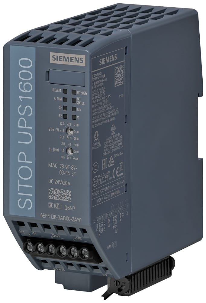 SIEMENS - SIE6EP41363AC002AY0 Alimentatore di continuità SITOP UPS1600, DC 24 V/20 A con IE/PN, Ex