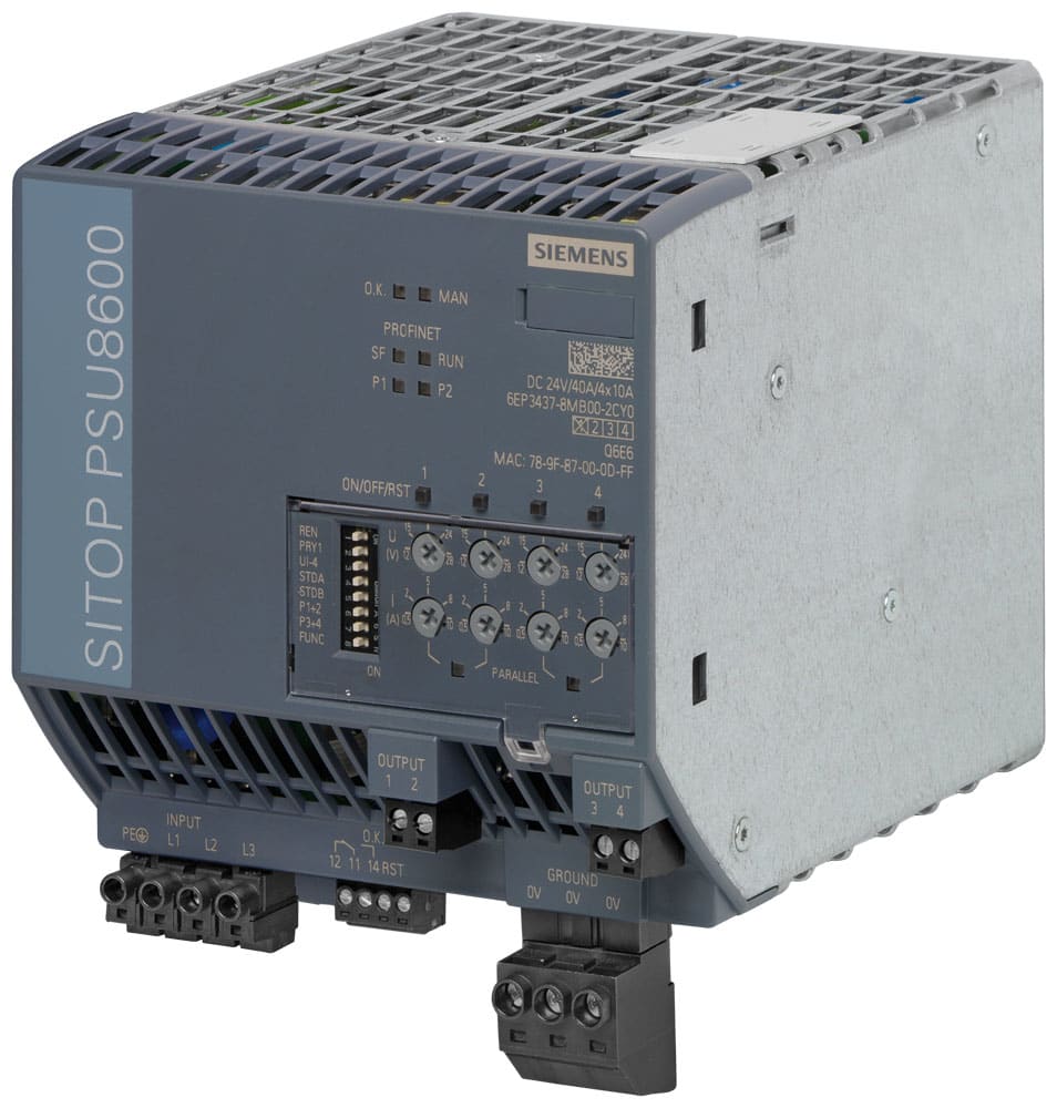 SIEMENS - SIE6EP34378MB002CY0 Sistema di alimentazione SITOP PSU8600 3AC DC 24 V/40 A/4x10 A PN/IE