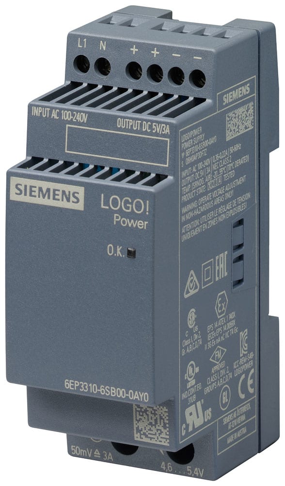 SIEMENS - SIE6EP33106SB000AY0 Alimentatore LOGO!Power, monofase DC 5 V/3 A