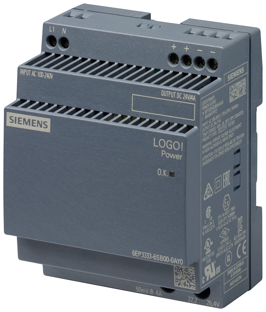 SIEMENS - SIE6EP33336SB000AY0 Alimentatore LOGO!Power, monofase DC 24 V/4 A