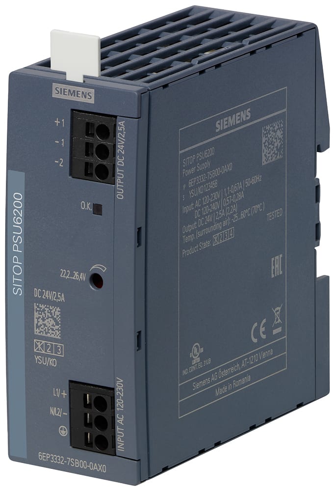SIEMENS - SIE6EP33327SB000AX0 Alimentatore SITOP PSU6200, monofase DC 24 V/2,5 A