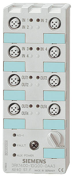 SIEMENS - SIE3RK24001FQ030AA3 Modulo compatto AS-i K60, slave A/B, digitale, 4DI/3DO, IP67, 4 x 1 ingressi, max. 200 mA