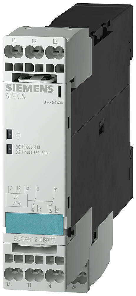 SIEMENS - SIE3UG45122BR20 Relè di controllo, analogico, controllo di mancanza di fase e sequenza fasi 3 x AC 160 ... 690 V 50 ... 60 Hz