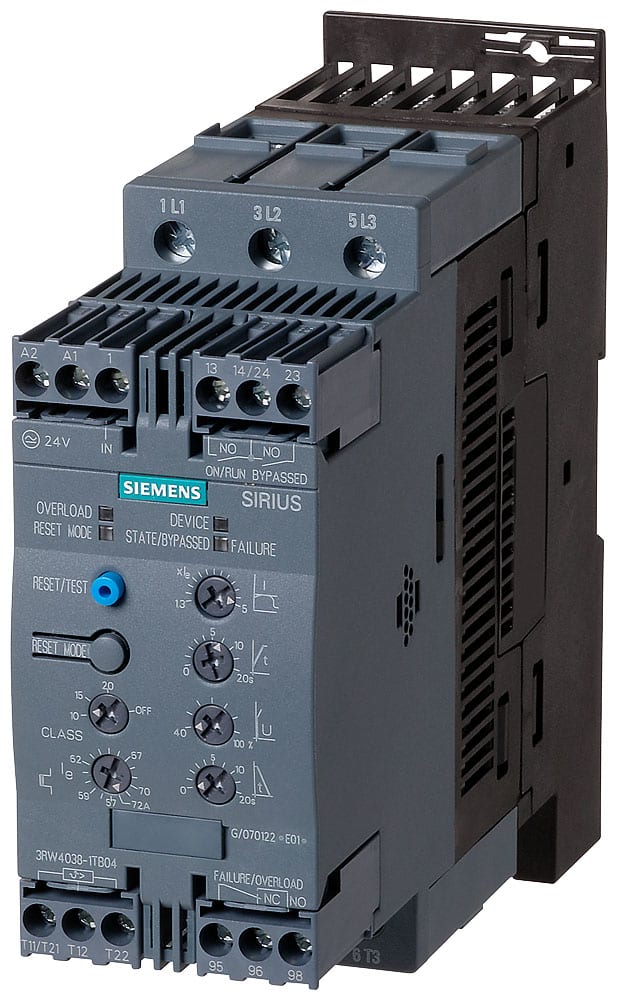 SIEMENS - SIE3RW40371TB05 Softstarter S2, 63 A, 37 kW/500 V, 40 gradi, AC 400 ... 600 V, AC/DC 24 V