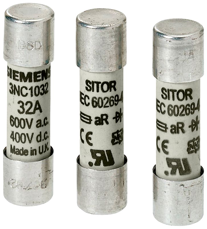 SIEMENS - SIE3NC1404 Cartuccia fusibile cilindrica SITOR, 14 x 51 mm, 4 A, aR, Un AC: 660 V