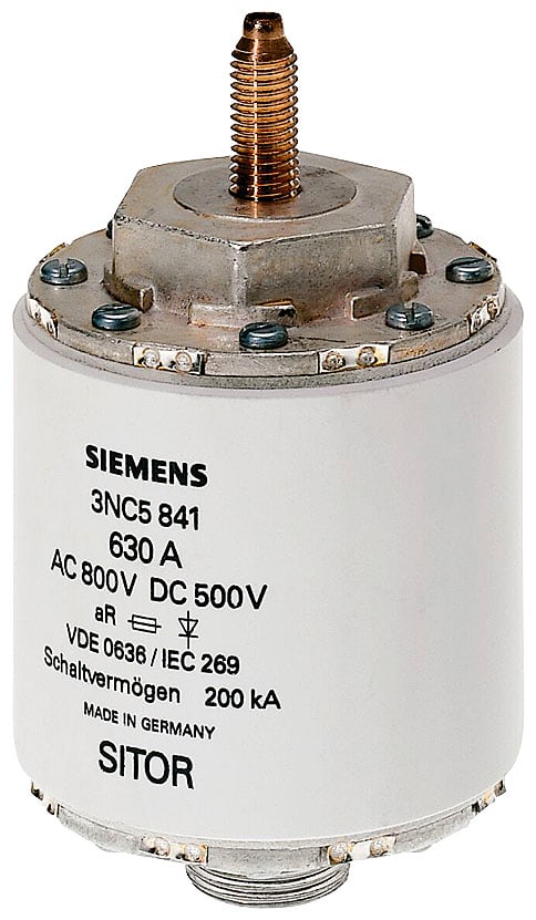 SIEMENS - SIE3NC5841 Cartuccia fusibile SITOR, con filettatura interna e attacchi a bullone, In: 630 A, aR