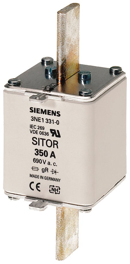 SIEMENS - SIE3NE13322 Cartuccia fusibile SITOR, con contatti a coltello, NH2, In: 400 A, gR, Un AC: 690 V