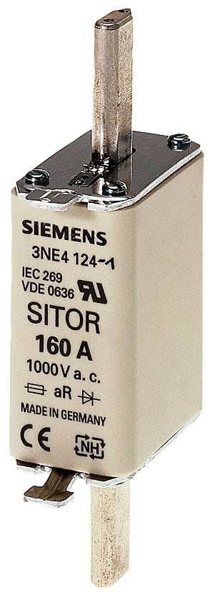 SIEMENS - SIE3NE4120 Cartuccia fusibile SITOR, con contatti a coltello, NH0, In: 80 A, aR, Un AC: 1000 V