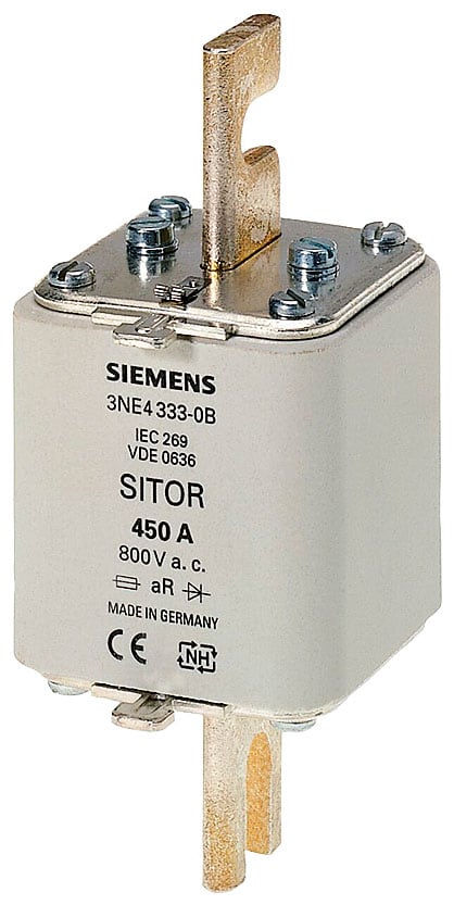 SIEMENS - SIE3NE43300B Cartuccia fusibile SITOR, con contatti a coltello scanalati, NH2, In: 315 A, aR