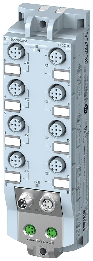 SIEMENS - SIE6ES71435AH000BA0 SIMATIC ET 200AL DIQ 16 x DC 24 V/0,5 A 8 x M12, con modo di funzionamento Contatore