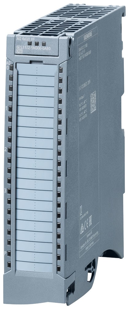 SIEMENS - SIE6ES75325ND000AB0 SIMATIC S7-1500 AQ 4 x U/I HF 35 mm incl. elemento di alimentazione, staffa per schermo e morsetto per schermo