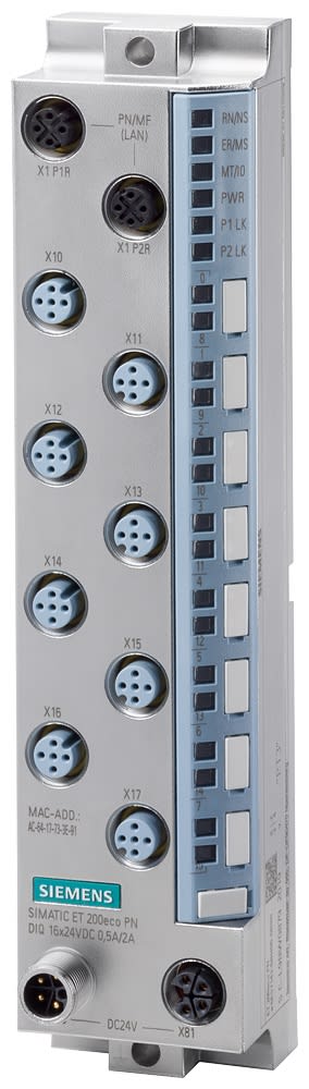 SIEMENS - SIE6ES71436BH000BB0 SIMATIC ET 200eco PN DIQ 16x 24VDC/0,5A/2A, M12-L 8 x M12