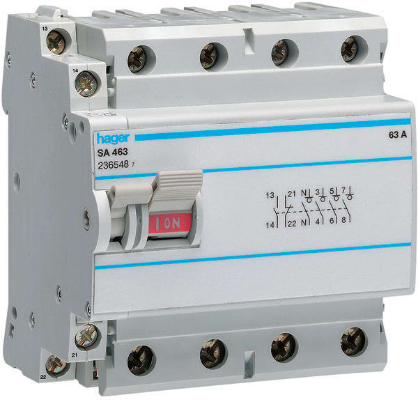 HAGER - HAGSA463 INT. NONAUT 4P 63A ACCESS + 1C.AUX 4.5M