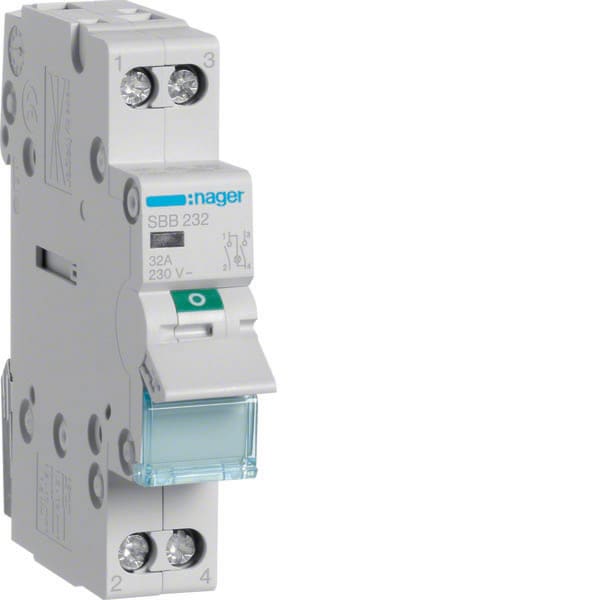 HAGER - HAGSBB232 INT NON AUT 2 POLI 32A 1 MOD + SPIA LUM