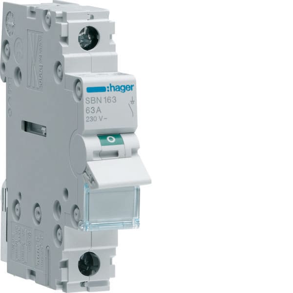 HAGER - HAGSBN163 INTERRUTTORE NON AUT 1 POLO 63A 1 MOD