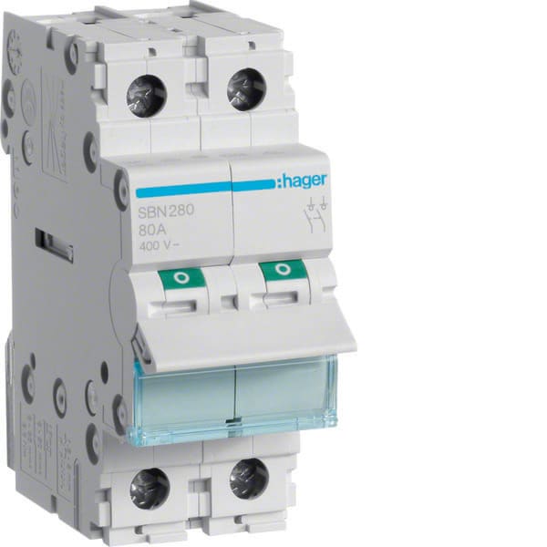 HAGER - HAGSBN280 INTERRUTTORE NON AUT 2 POLI 80A 2 MOD