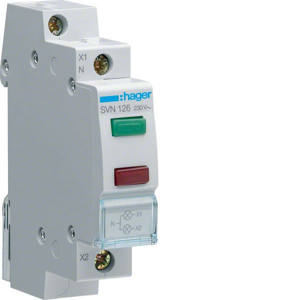 HAGER - HAGSVN126 1 SEGNALATORE LUMINOSO VERDE + ROSSO 1M