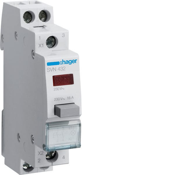 HAGER - HAGSVN432 1 PULSANTE LUMINOSO ROSSO A IMPULSO 2NA