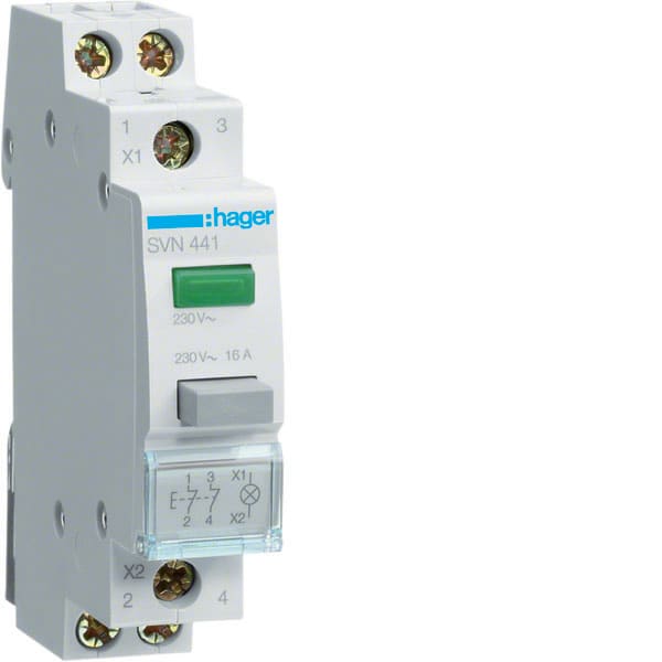 HAGER - HAGSVN441 1 PULSANTE LUMINOSO VERDE A IMPULSO 2NC
