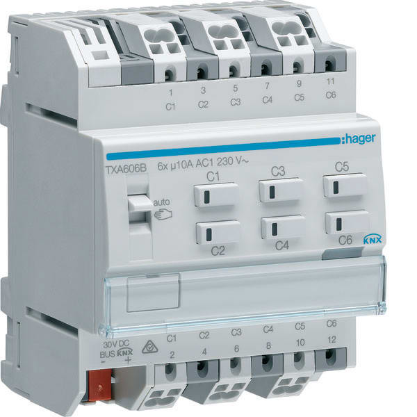 HAGER - HAGTXA606B MOD.KNX TP 6 OUT 10A AC1 230V 4M