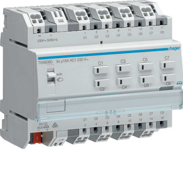 HAGER - HAGTXA608D MOD.KNX TP 8 OUT 16A AC1 230V C-LOAD 6M