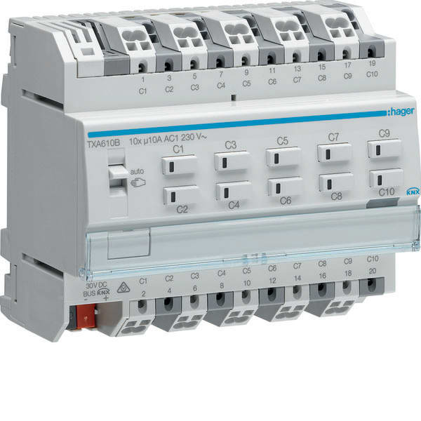 HAGER - HAGTXA610B MOD.KNX TP 10 OUT 10A AC1 230V 6M