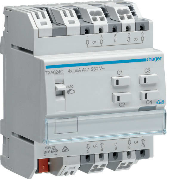 HAGER - HAGTXA624C MOD.KNX TP VENEZ 4 OUT 6A AC1 230V 4M