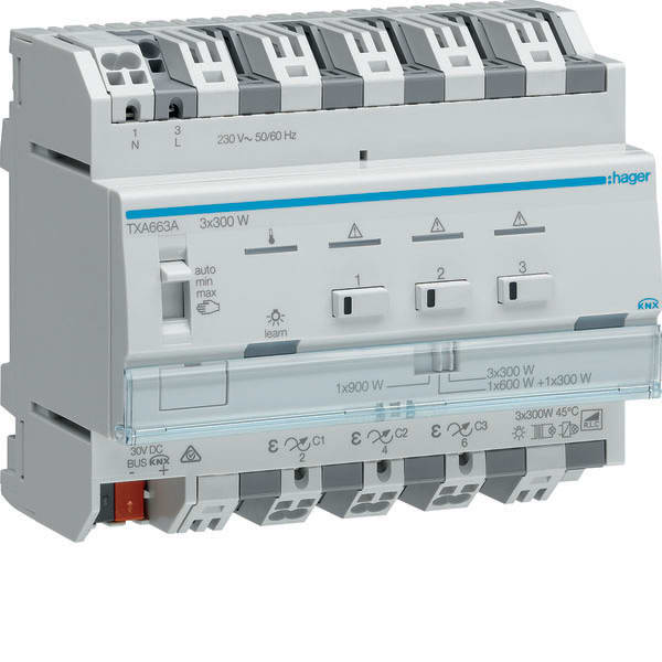 HAGER - HAGTXA663A MOD.KNX TP DIMMER RLC 3 OUT 900W 230V 6M