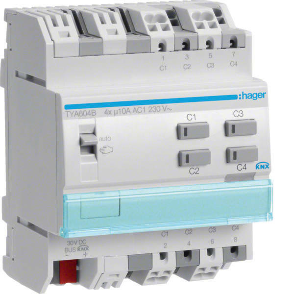 HAGER - HAGTYA604B MOD.KNX+ TP 4 OUT 10A - AC1 230V - 4M