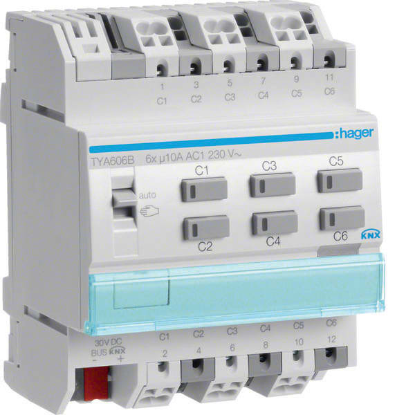 HAGER - HAGTYA606B MOD.KNX+ TP 6 OUT 10A - AC1 230V - 4M