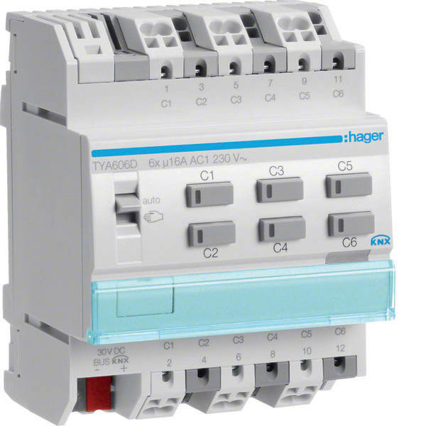 HAGER - HAGTYA606D MOD.KNX+ TP 6 OUT 16A AC1 230V C-LOAD 4M