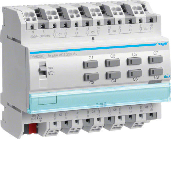 HAGER - HAGTYA628C MOD.KNX+ TP VENEZ 8 OUT 6A AC1 230V - 6M