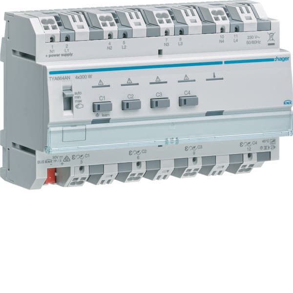HAGER - HAGTYA664AN MOD.KNX+ TP DIMMER RLC 4 OUT 1200W 230V