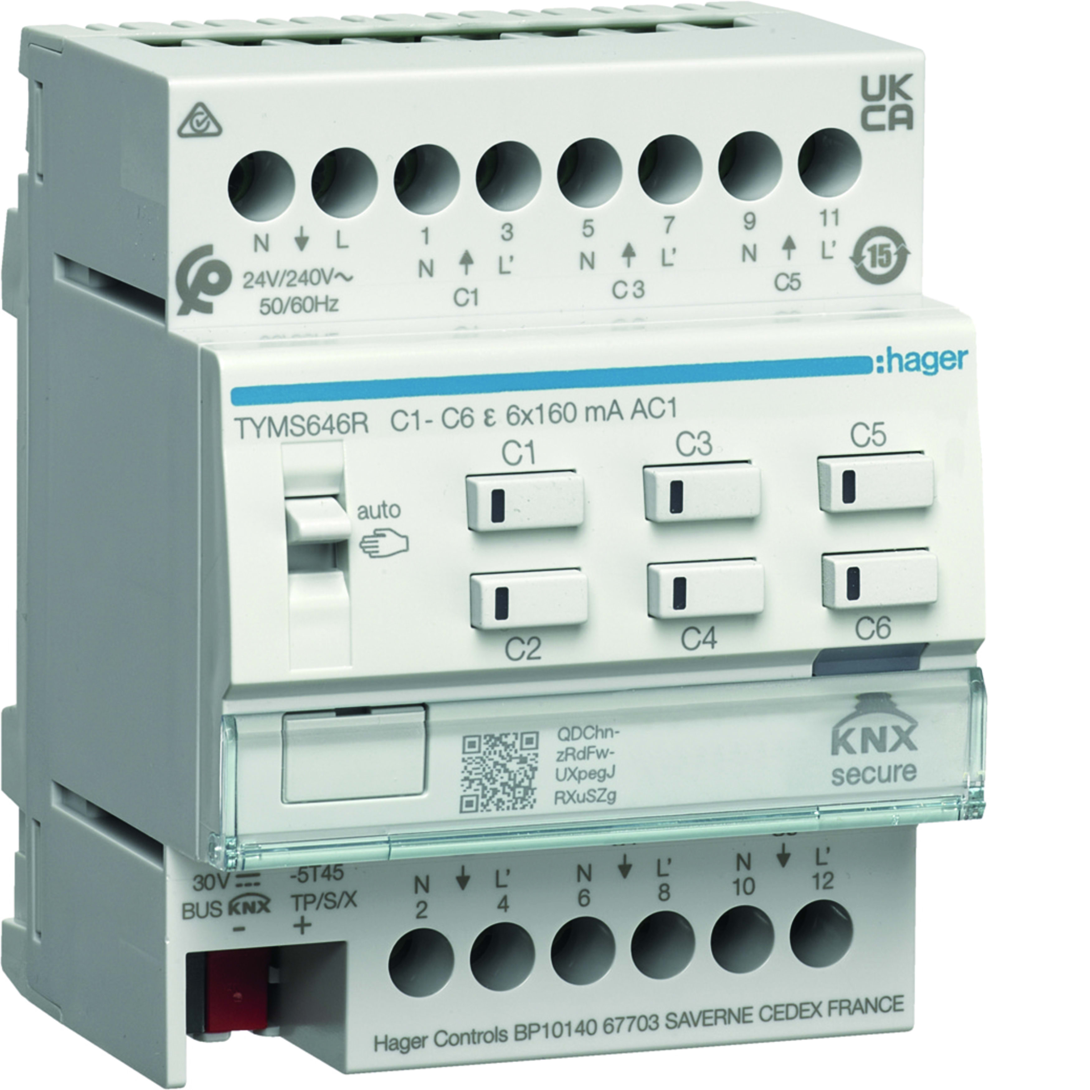 HAGER - HAGTYMS646R MOD KNX-SEC 6 OUT 24/230V 4M + 12 TERM